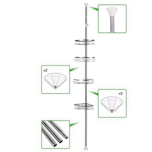 4-Tier Bathroom Storage Corner Shelf with No-Drill Installation - Silver by Kidkid