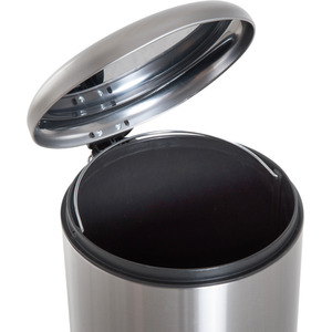 HOMCOM Foot Stainless Steel Metal Pedal Bin - Black and silver tone by HOMCOM