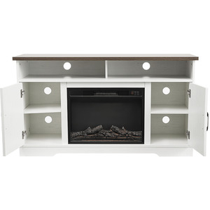 Recessed Electric Fireplace with TV Cabinet and Adjustable Flame - White by Livingandhome