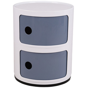 Round Beside Table Filling Cabinet Chest Unit Stockable - White Grey / 2 by Livingandhome