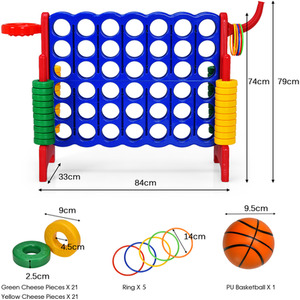 2.5FT Jumbo 4-to-Score Giant Game Set - Red by Costway