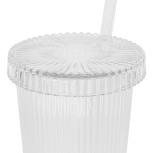 Glass Cup with Lid and Straw - Clear
