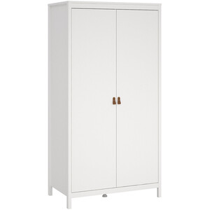 Barcelona 3 Piece Bedroom Set - White / 1 x 2-drawer bedside, 1 x 5-drawer chest of drawers and 1 x 2-door wardrobe