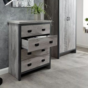 Grey 4 Piece Set 3 Door Wardrobe 4 drawer chest and 2 Bedside Tables - Grey by Wyld and Coco