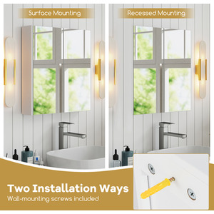 Bathroom Wall Cabinet Medicine Cabinet - White by Costway