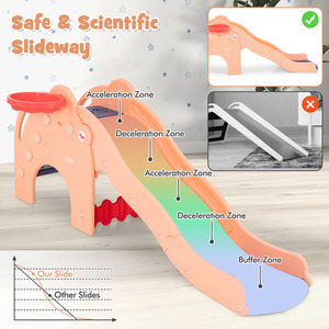 4-in-1 Kids Play Slide Toddler Slide Toy Set - Pink by Costway