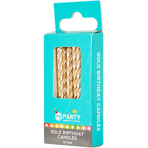 Pack of 10 Birthday Candles Metallic - Gold