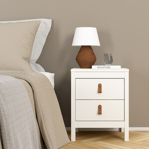 Barcelona 3 Piece Bedroom Set - White / 1 x 2-drawer bedside, 1 x 5-drawer chest of drawers and 1 x 2-door wardrobe