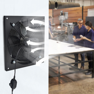 Ventilation Wall-Mounted Exhaust Axial Fan with Speed Regulator Switch - Black / 27cm by Livingandhome