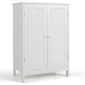 Bathroom Floor Cabinet with Adjustable Shelves - White by Costway