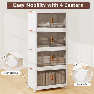 284L Folding Storage Bins with Lid - White by Costway