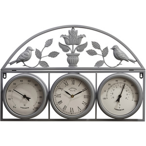 Wyegate Clock Outdoor Weather Station - Grey by Garden Gear