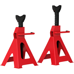 HOMCOM Axle Stands Set with Adjustable Height - Red / 27 x 24 x 38.5-60 cm by HOMCOM