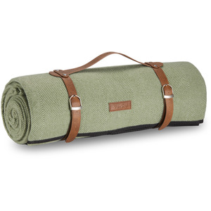 Picnic Blanket with Faux Leather Carry Handle - Green / 220cm by VonShef