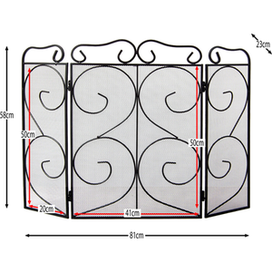 Tapton 3 Panel Steel Fire Guard - Black by Vida Designs