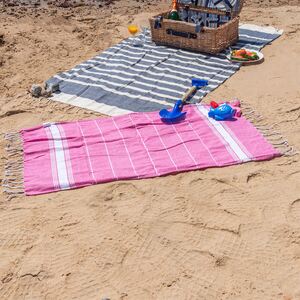 Turkish Cotton Hand Towels - 100 x 60cm - Pink - Pack of 2 - Pink by Nicola Spring