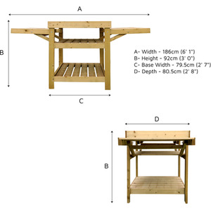 Wooden Pizza Oven BBQ Table Pressure Treated - Brown by Waltons