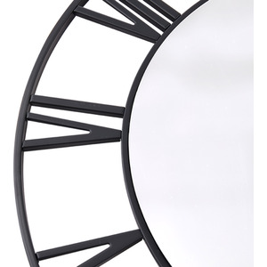 24 Inch Modern Non-Ticking Mirrored Wall Clock - Black by Livingandhome