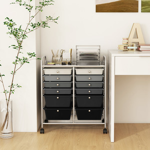 12 Drawer Rolling Storage Cart - Grey by Costway