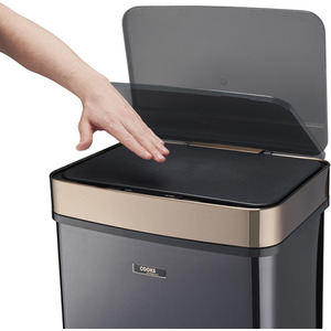 75L Recycling Sensor Bin with 3 Compartments and Food Caddy - Black / Matt by Cooks Professional