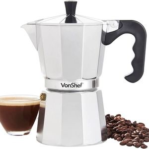 Aluminium Stovetop Espresso Maker - Silver / 300ml by VonShef