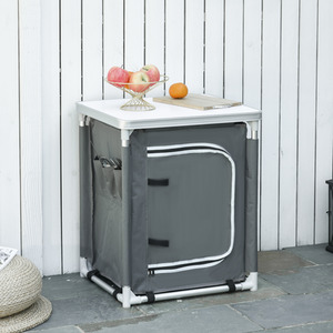 Outsunny Travel Camping Outdoor Kitchen Cupboard - Grey / 60cm by Outsunny