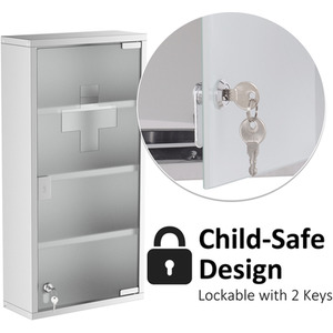 HOMCOM 4 Tier Stainless Steel Wall Mounted Medicine Cabinet - Silver by HOMCOM