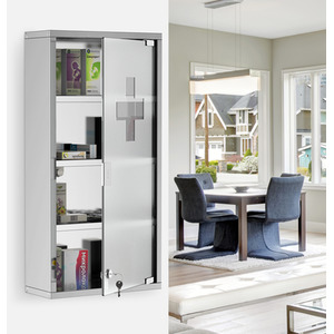 HOMCOM 4 Tier Stainless Steel Wall Mounted Medicine Cabinet - Silver by HOMCOM