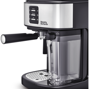Morphy Richards Traditional Pump Espresso - with integrated milk frother - Silver by Morphy Richards