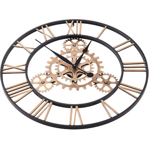 30 Inch Retro Non-Ticking Gear Wall Clock - Gold by Livingandhome
