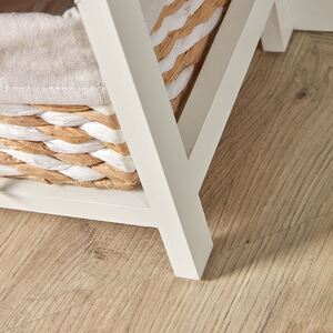 Home Source Norfolk 3 Wicker Basket Drawer Chest Storage Unit - White - White by Home Source