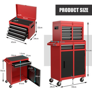 5-Drawer Rolling Tool Chest Tool Storage Cabinet - Red by Costway