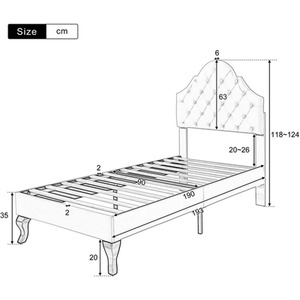 Upholstered Bed with Height-adjustable Headboard - Pink / 90cm by Abrihome