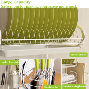 3 Layer Dish Drainer Rack Plate with Tray - Green by Livingandhome