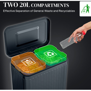 HOMCOM Dual 20L Kitchen Double Bin with Soft-Close Lid by HOMCOM