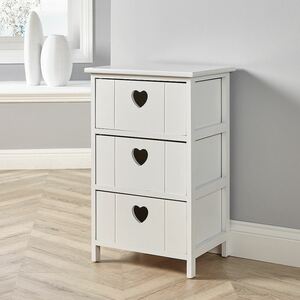 Home Source Lovestack 3 Heart Handle Drawer Chest Storage Unit - White by Home Source
