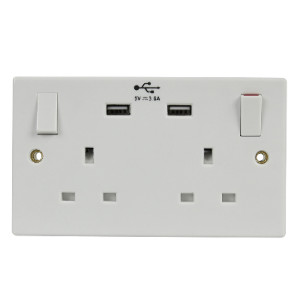 2 Gang Switched Socket with USB