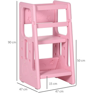 HOMCOM Kids Step Stool, Adjustable Standing Platform, Toddler Kitchen Stool by HOMCOM