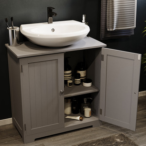 Priano 2 Door Under Sink Cabinet - Light Grey by Vida Designs