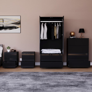 Vida Designs Glinton 4 Piece FSC Certified Bedroom Set- Black by Vida Designs