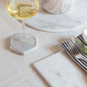 6x Rectangle Marble Placemats - 30cm x 20cm - White by Argon Tableware
