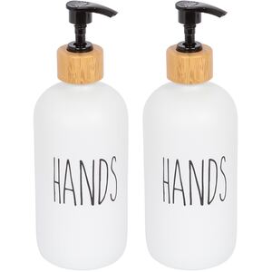 Glass Hand Soap Dispensers - 500ml - White - Pack of 2 - White by Harbour Housewares
