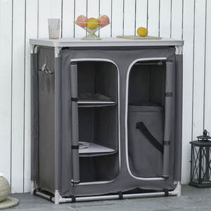 Outsunny Travel Camping Outdoor Kitchen Cupboard - Grey / 49.5cm by Outsunny