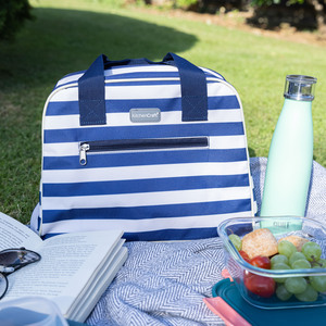 KitchenCraft Lulworth 11.5 Litre Blue Stripe Holdall Style Cool Bag - Blue by KitchenCraft