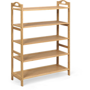 5-Tier Shoe Rack Free Standing Shoe Shelf - Brown by Costway