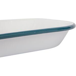 White Rectangle Enamel Baking Tray - 34cm x 26cm - Green by Argon Tableware