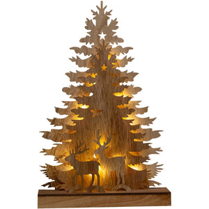 Light up Christmas Tree with Deer and LEDs - Brown by Samuel Alexander