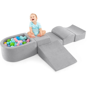 5-Piece Climb and Crawl Playset - Grey by Costway