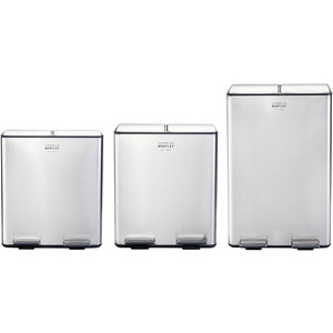 Double Compartment Stainless Steel Kitchen Bin - Silver / 60l by Charles Bentley