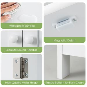 Bathroom Floor Cabinet with Adjustable Shelves - White by Costway